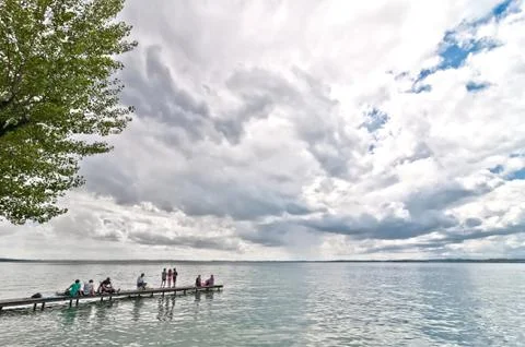 Dramatic sky over Garda lake - Italy Stock Photos