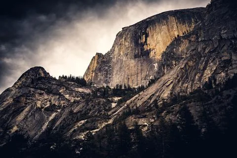 Dramatic Sky over Half Dome, Yosemite National Park, California Stock Photos