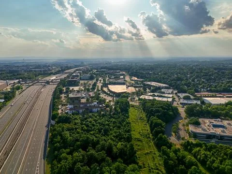 Dramatic Sky Over Highway in Reston VA Stock Photos
