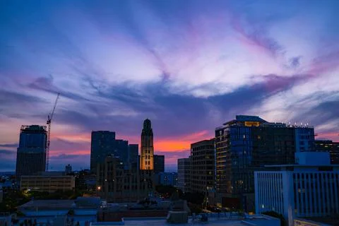 Dramatic sky over Koreatown Los Angeles Stock Photos