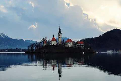 Dramatic sky over Lake Stock Photos
