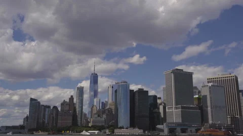 Dramatic Sky Over Lower Manhattan Skyline in New York Video stock 301623489