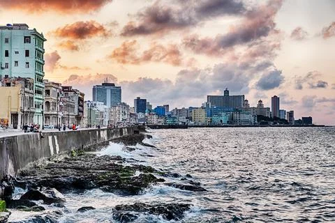 Dramatic Sky Over The Malecon Promenade Stock Photos