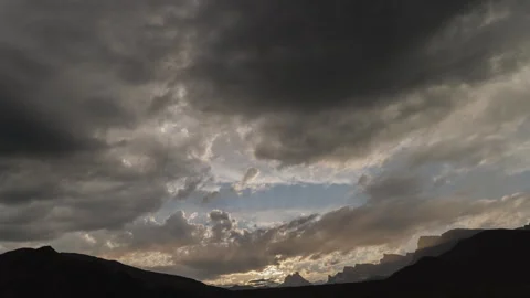 Dramatic Sky Over Mountain Silhouette Stock Footage 322089691