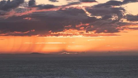 Dramatic sky over the sea at sunset. Sardinia, Italy 写真素材