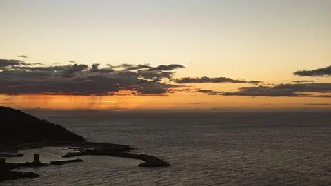 Dramatic sky over the sea at sunset. Sardinia Foto stock