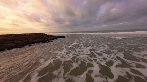 Dramatic sky over seaside path Stock Footage 344543818