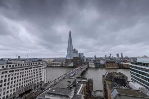 Dramatic sky over the Shard skyscraper, London, UK Stock Photos