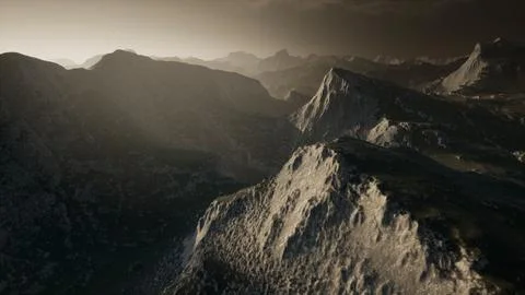 Dramatic sky over steps in a mountain. Stock Illustration
