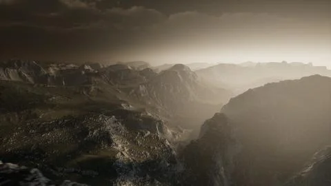 Dramatic sky over steps in a mountain. Illustrazione stock