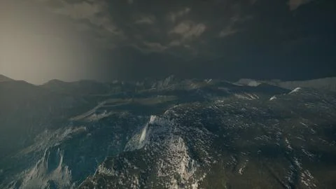 Dramatic sky over steps in a mountain. Stock Illustration