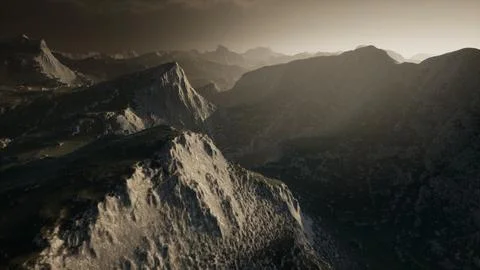 Dramatic sky over steps in a mountain. Stock Illustration