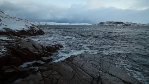 Dramatic sky over the stormy sea in the north Vidéo 84768849