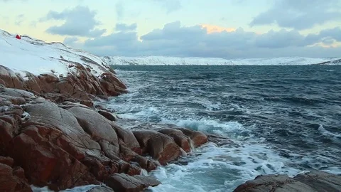 Dramatic sky over the stormy sea in the north Vídeo Stock 84771390