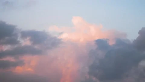 Dramatic Sky with Pink and Grey Clouds at Sunset Stock Footage 318646043