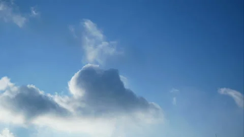 Dramatic sky, sky with white and dark clouds, time lapse, closeup Stock Footage 150454295