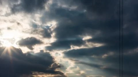 A dramatic sky with steel cable Stock Photos