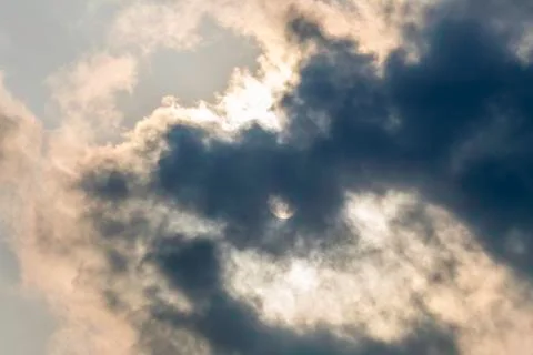 Dramatic sky with stormy clouds. Dark sky and dramatic black cloud before rai 스톡 사진