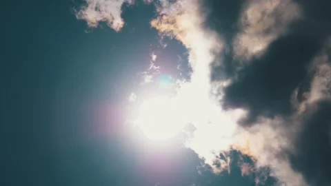 Dramatic Sky with Sun and Clouds in Real Time. Camera movement to give an action Stock Footage 116718195