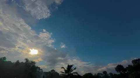 Dramatic Sky with Sun at morning timelapse Stock Footage 313148754