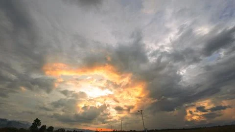 Dramatic Sky with Sunlight at Sunset Stock Photos