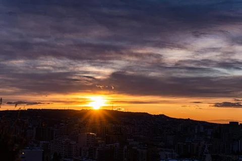 Dramatic sky in the sunrising time Stock Photos