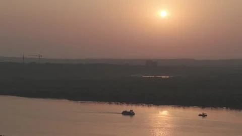 Dramatic Sky at Sunset Over Gorai Creek – Drone Footage Mumbai Stock Footage 307771629