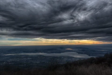 Dramatic sky at the sunset Stock Photos