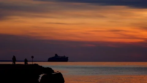 Dramatic sky sunset on the sea Stock Footage 138837106