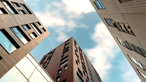 Dramatic sky time lapse and Modern Buildings, Odense 스톡 동영상 124861235