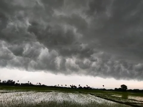 Dramatic sky view in bihar. this photo is taken in India. Stock Photos