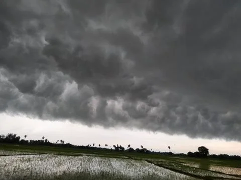 Dramatic sky view in bihar. this photo is taken in India. Stock Photos