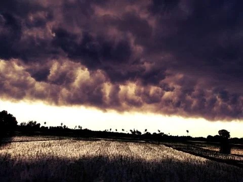 Dramatic sky view in bihar. this photo is taken in India. Stock Photos