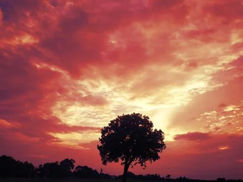 Dramatic sky view in bihar. this photo is taken in India. Stock Photos