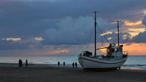 Dramatic sky at the west coast of Denmark. Stock Photos