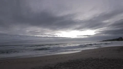 Dramatic sky in the winter on the beach Stock Footage 233382208