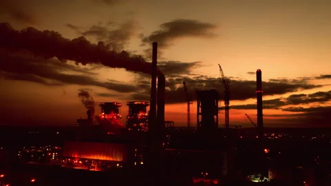 Dramatic smoke from a chimney Stock Footage 212576668