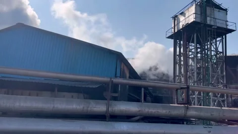 Dramatic smoke from a chimney in Uttar Pradesh, India Stock Footage 299792072