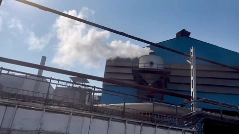 Dramatic smoke from a chimney in Uttar Pradesh, India Stock Footage 299792254