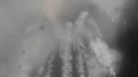 Dramatic Smoke Explosion With Sparks Over Dark Background Stock Footage 332433095