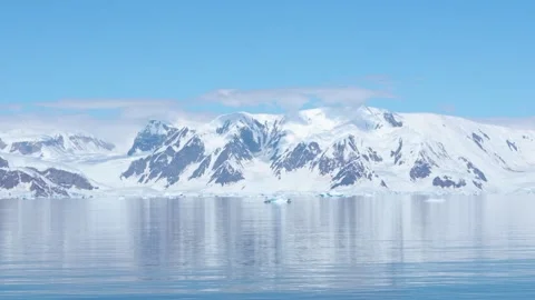 Dramatic Snow-Capped Mountain Peaks and Glacier, Bismarck Strait Antarctica.. Stock Footage 342662066