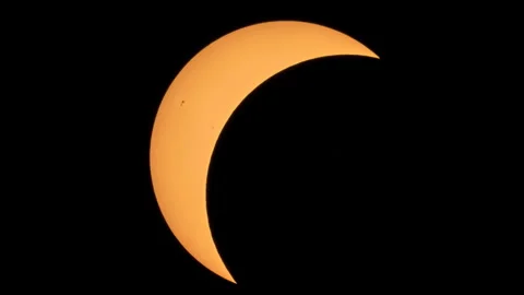Dramatic solar eclipse with sunspots visible Stock Footage 342571911