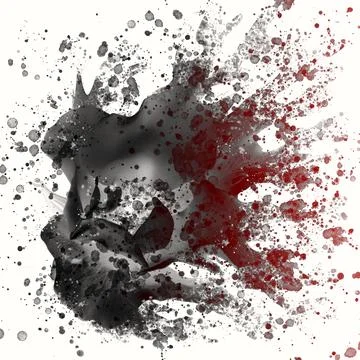 Dramatic splash effect single black rose floral digital art with red highlights イラスト素材