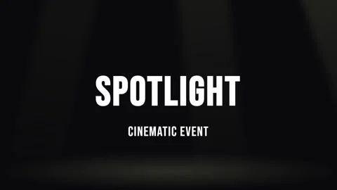 Dramatic spotlight text reveal of 'SPOTLIGHT' on dark background for cinema.. Stock Footage 337502905