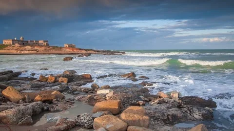 Dramatic spring morning on the Passero cape Stock Footage 50458436