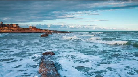 Dramatic spring morning on the Passero cape Stock Footage 58590530
