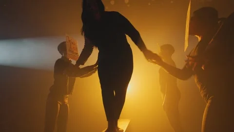 Dramatic Stage Performance with Emotion and Movement Stock Footage 296587261