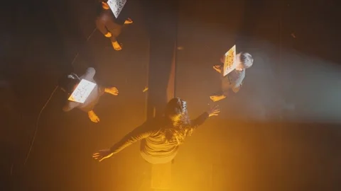 Dramatic Stage Performance with Spotlight Stock Footage 296588208