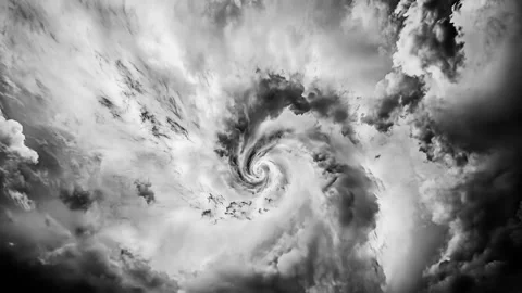 Dramatic stop-motion timelapse of a swirling storm vortex, with intense black Stock Footage 308528554