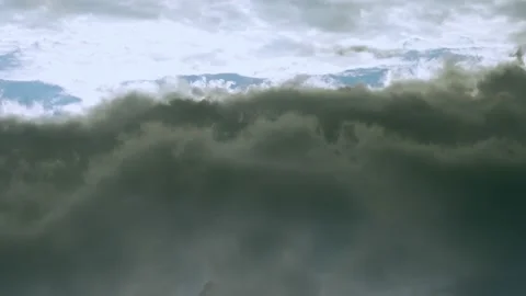 Dramatic Storm Black Gray Clouds and White Sunny Cumulus Clouds in Blue Sky Time Stock Footage 232146319